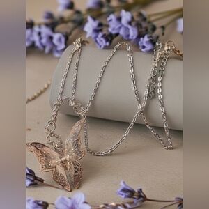 #0923 butterfly 3D necklace jewelry NEW